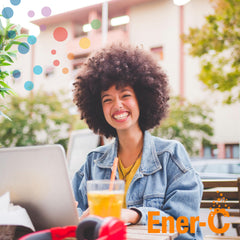 Preparing Ener-C drink by pouring powder into a glass