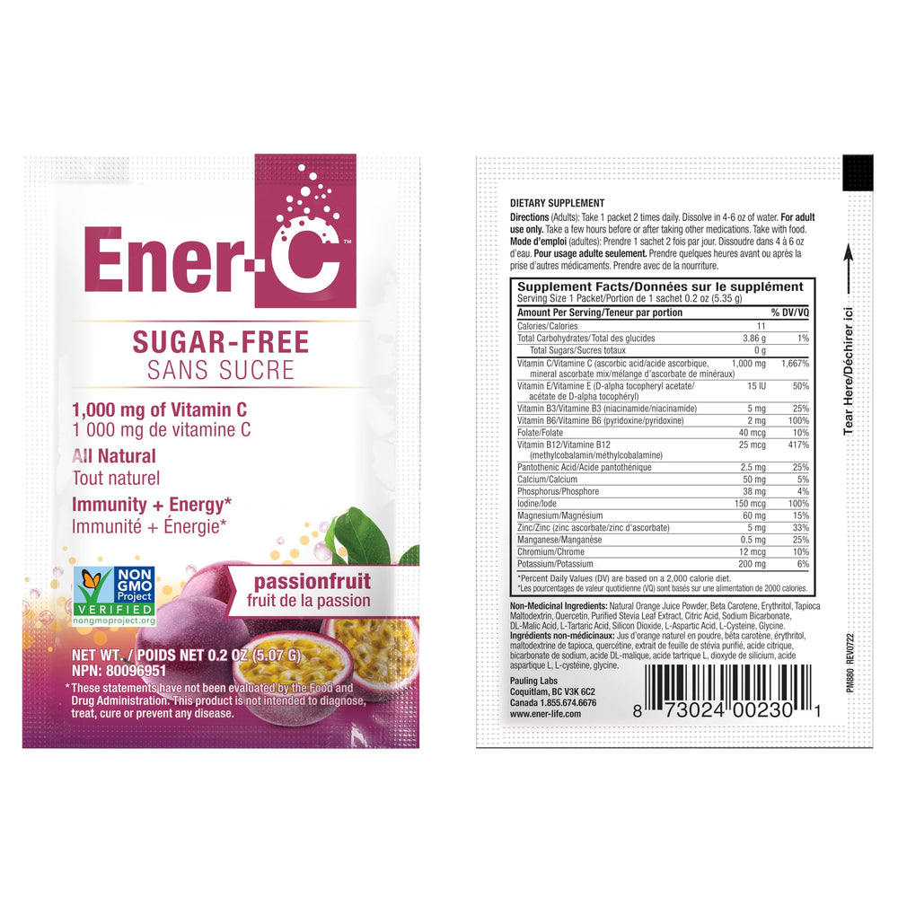 Ener-C Sugar Free Energy Passion Fruit packaging box