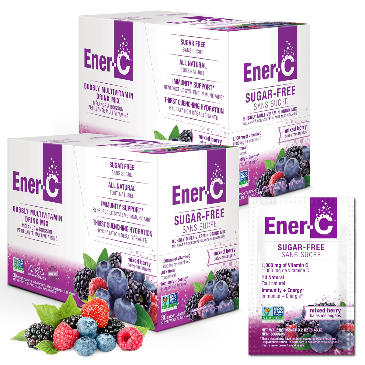 Ener-C Sugar Free Multivitamin Drink Mix 60-count carton front
