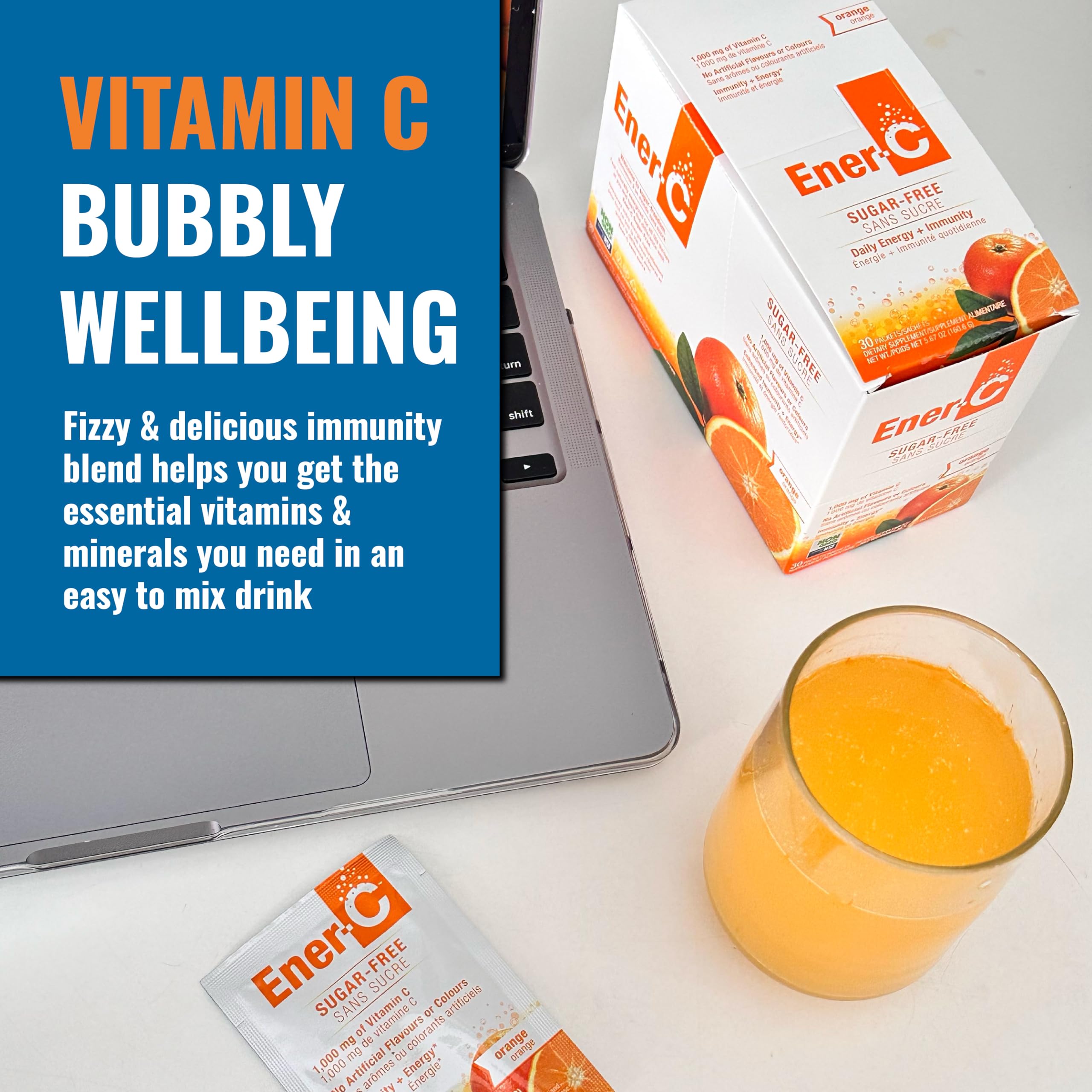 Real fruit juice powders in Ener-C Sugar-Free Orange