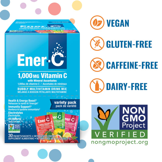 Ener-C Variety Pack packaging and single-serve sachets