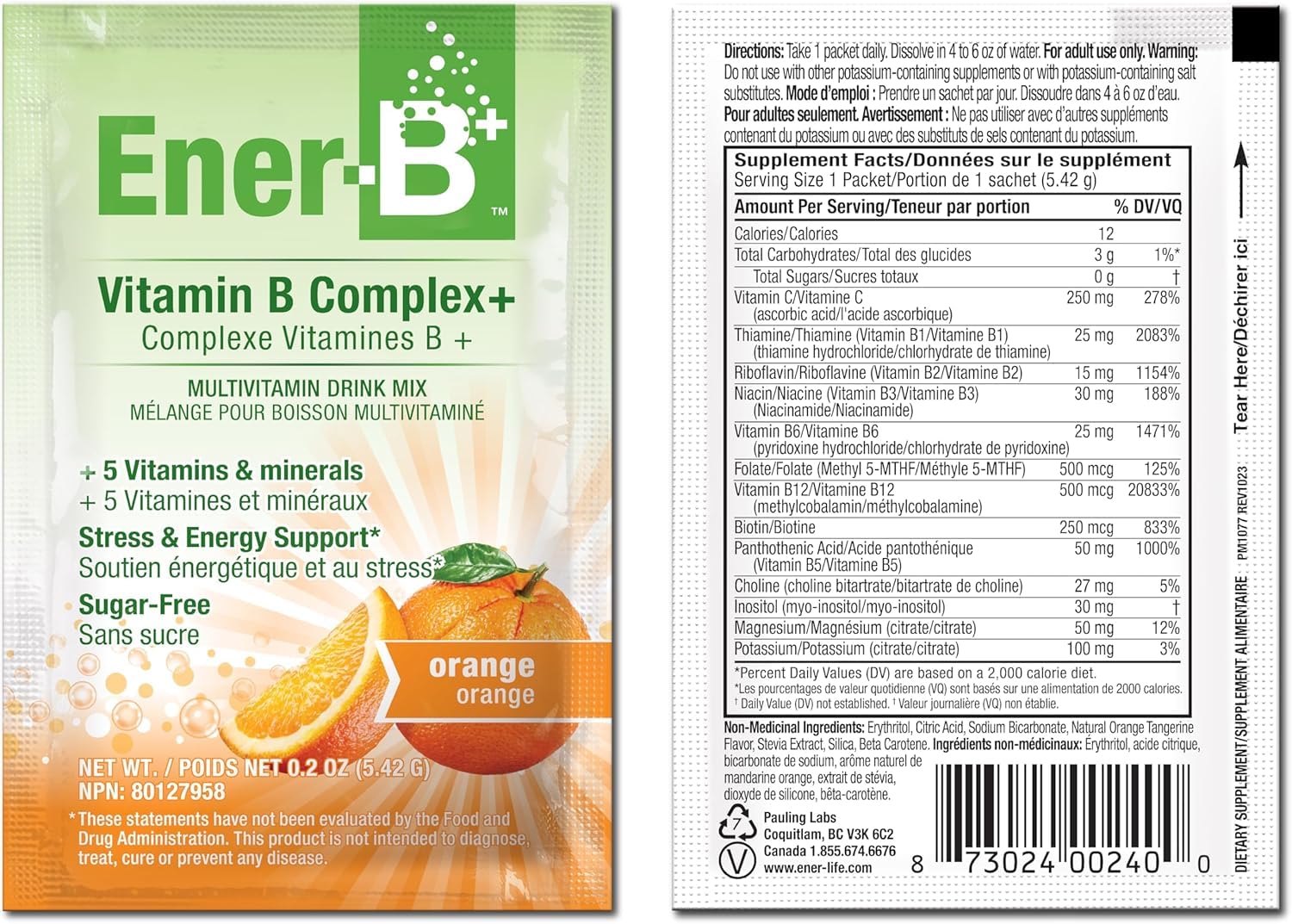 Electrolyte hydration sticks with Ener-Life B+