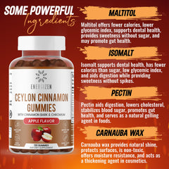 Product shot showing sugar-free and gluten-free attributes of Energizen Gummies