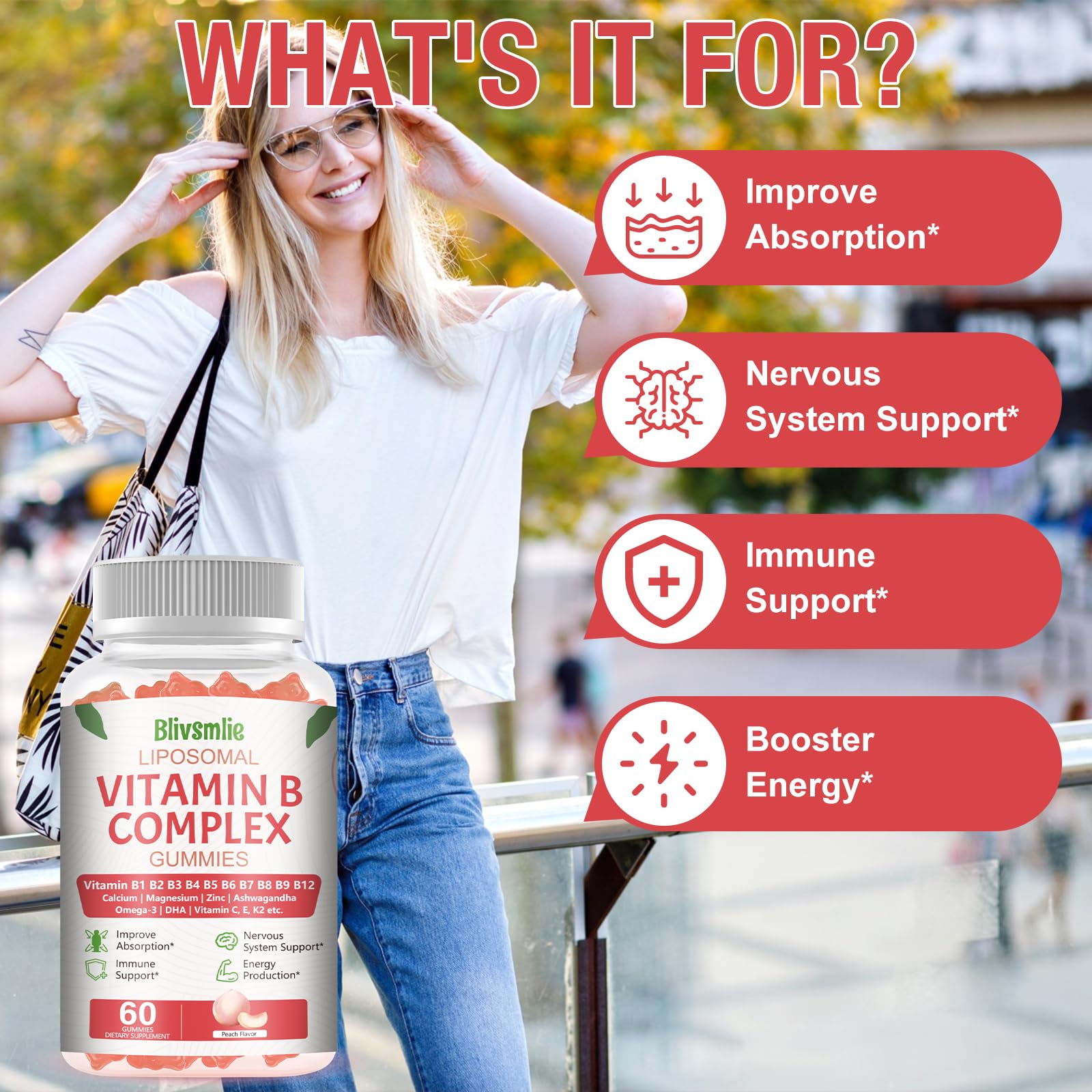 Gummies promoting energy, brain, immunity, skin and heart support