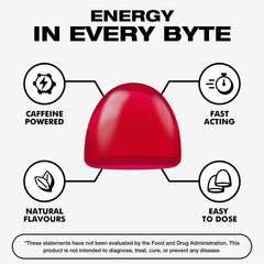 Energy Bytes packaging highlighting vegan and low-sugar formula
