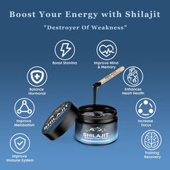 Illustration of energy, strength, and immune support from Shilajit