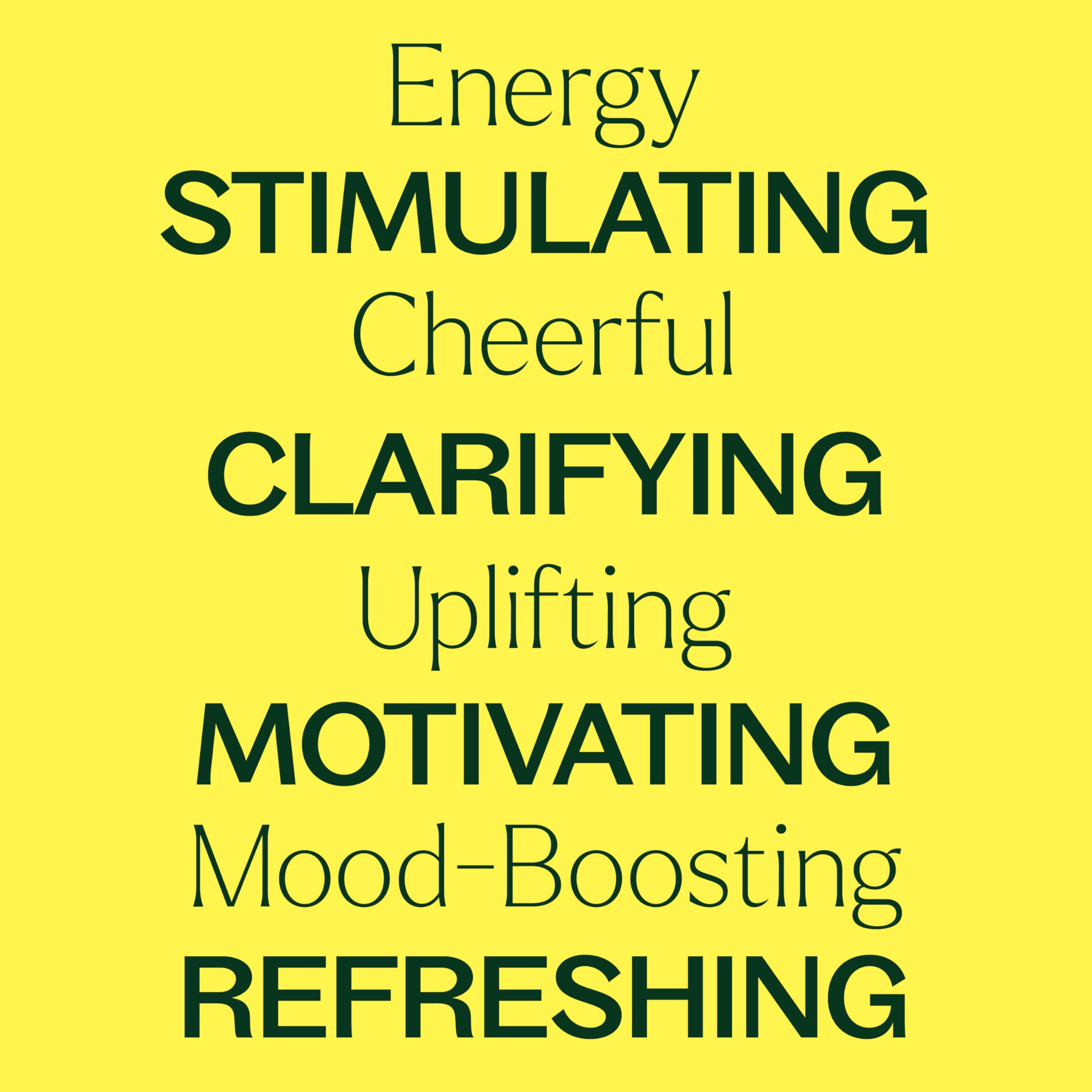 Energy Blend ingredients: orange, peppermint, lemon, ginger, eucalyptus, geranium