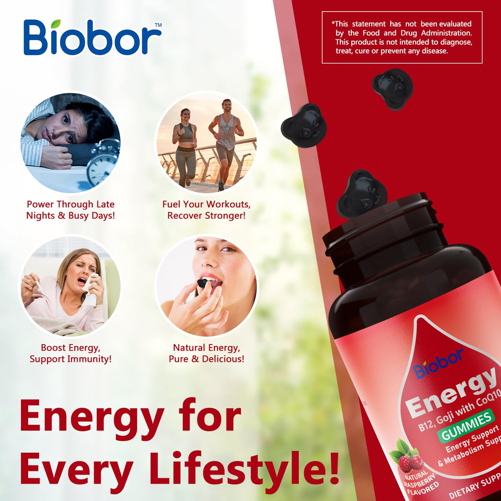 Graphic illustrating energy and metabolism support from gummies