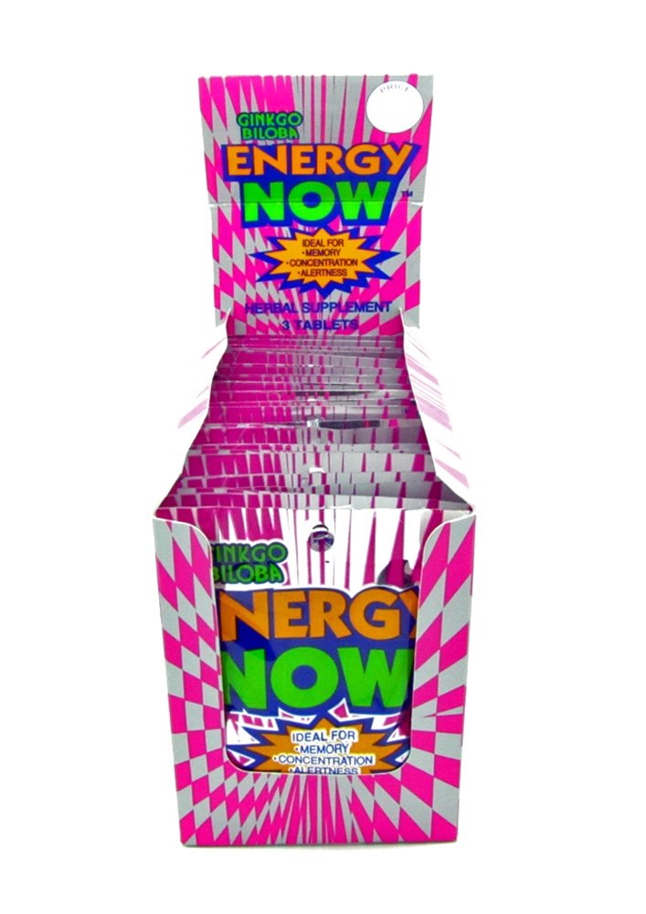 Close-up of Energy Now Ginkgo Biloba 24-pack packets