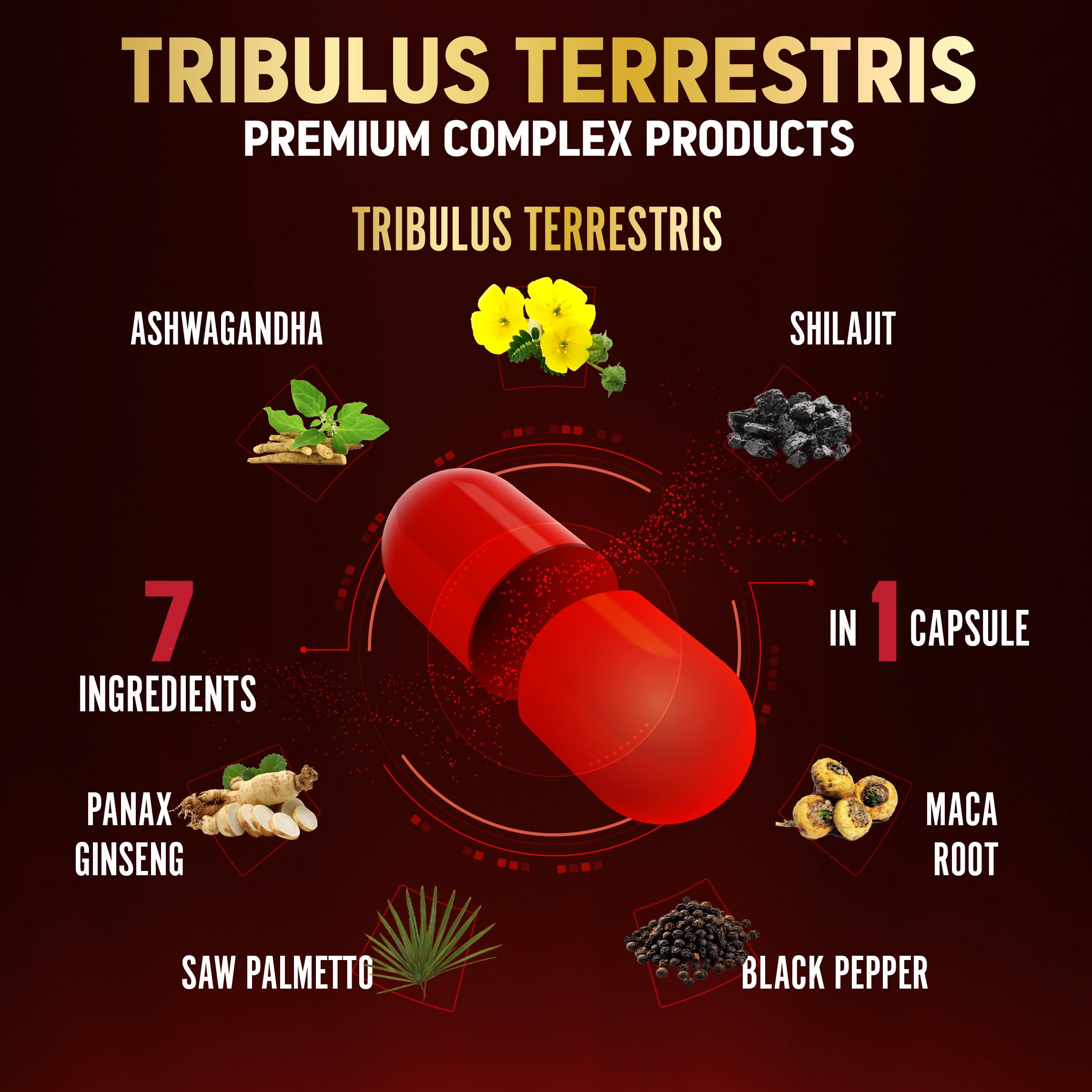 Close-up of energy-support Tribulus Terrestris capsule