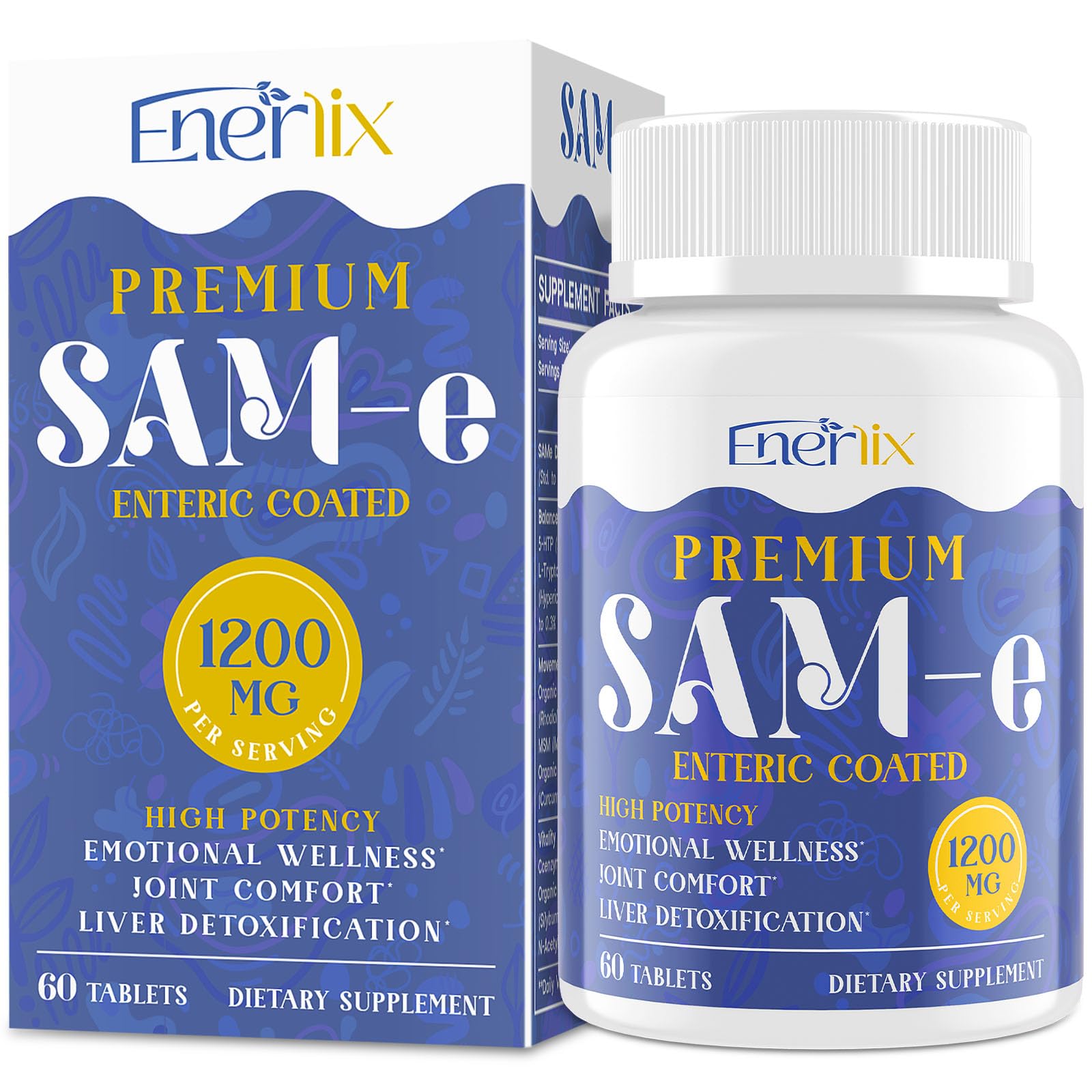 Enerlix 1200mg SAM-e supplement bottle front