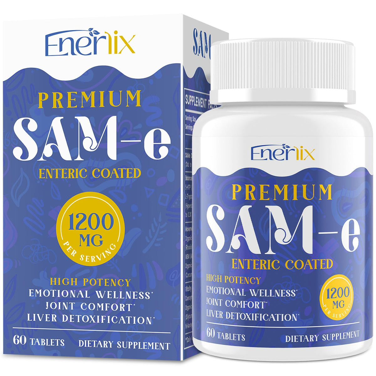 Enerlix 1200mg SAM-e supplement bottle front