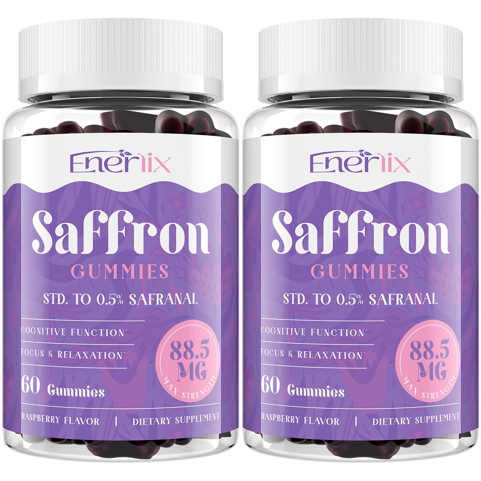 Enerlix Saffron Gummies bottle on white background