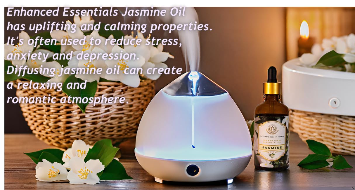 Enhanced Essentials Jasmine bath oil dropped in water evokes spa-like relaxation