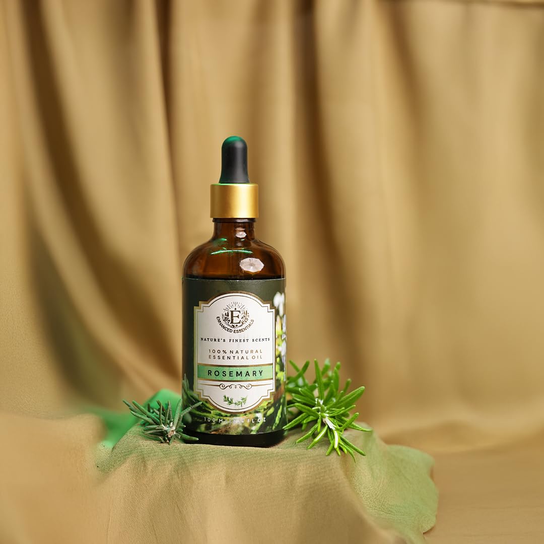Enhanced Essentials rosemary essential oil diffuser blend demonstrates refreshing scent for focus and energy.