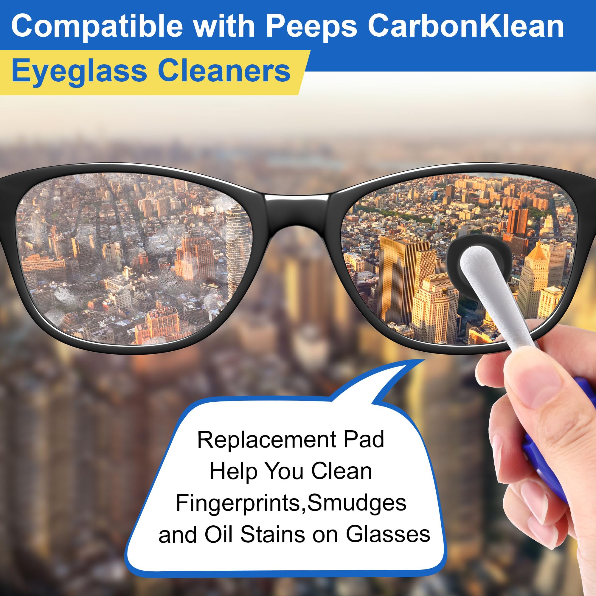 Replacement eyeglass cleaner pads for CarbonKlean - 8 pieces