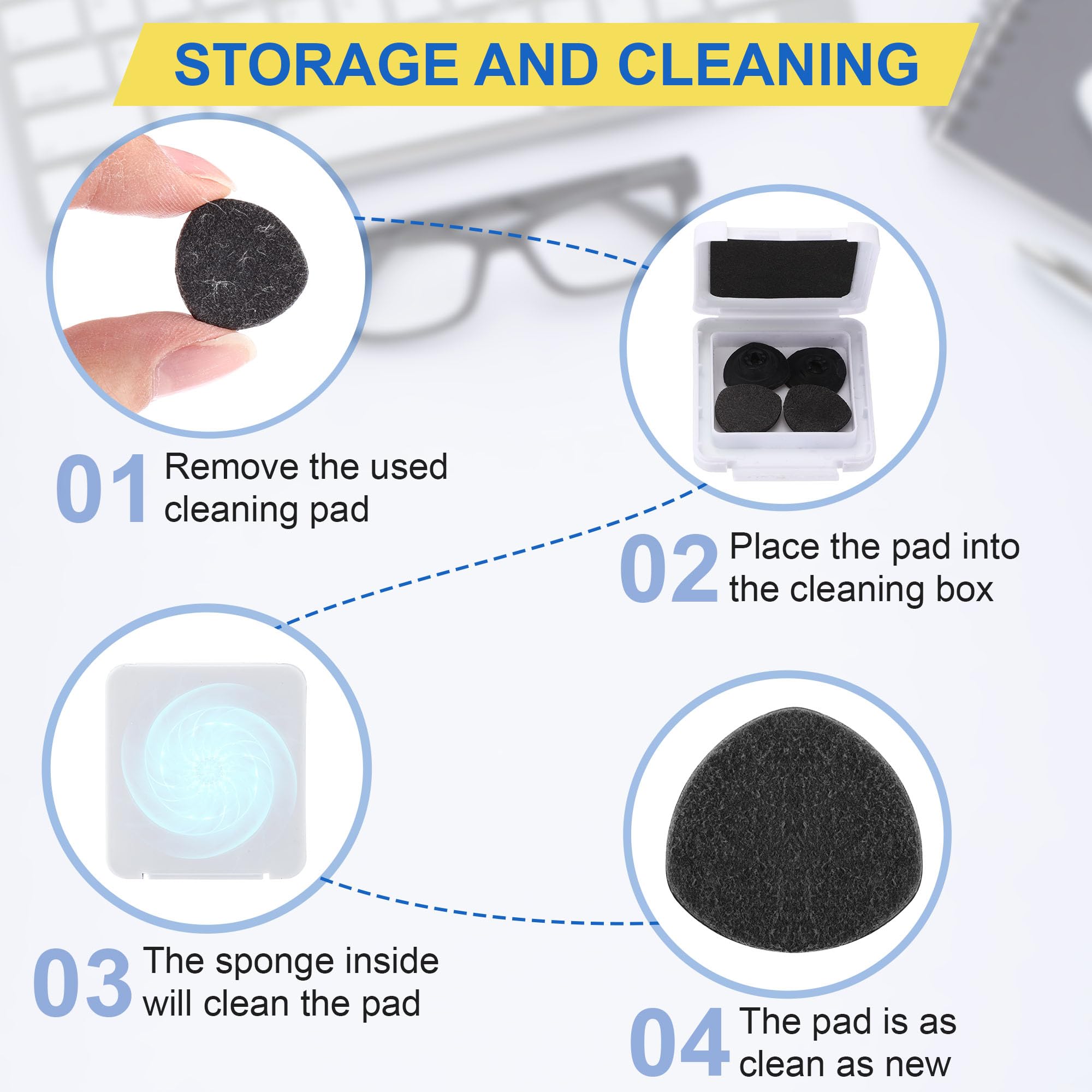 Suede eyeglass cleaner pad for fingerprint removal