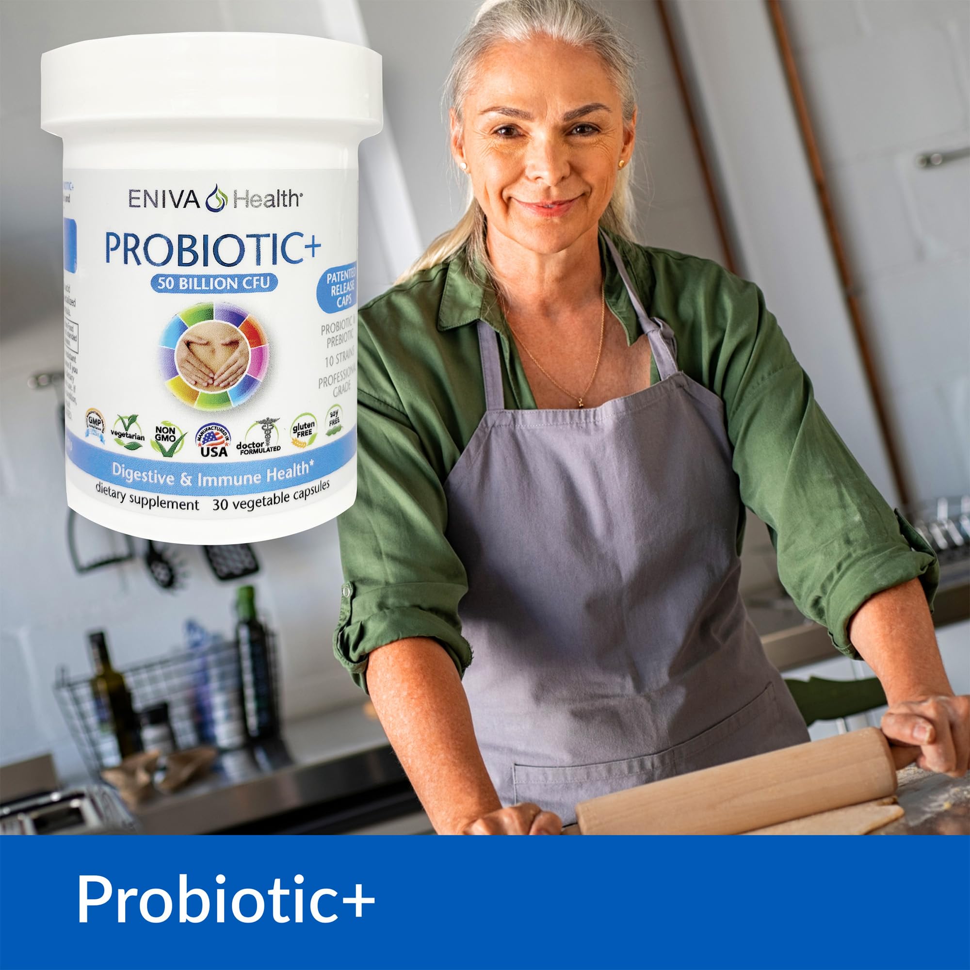 GMP-certified USA lab logo on probiotic packaging