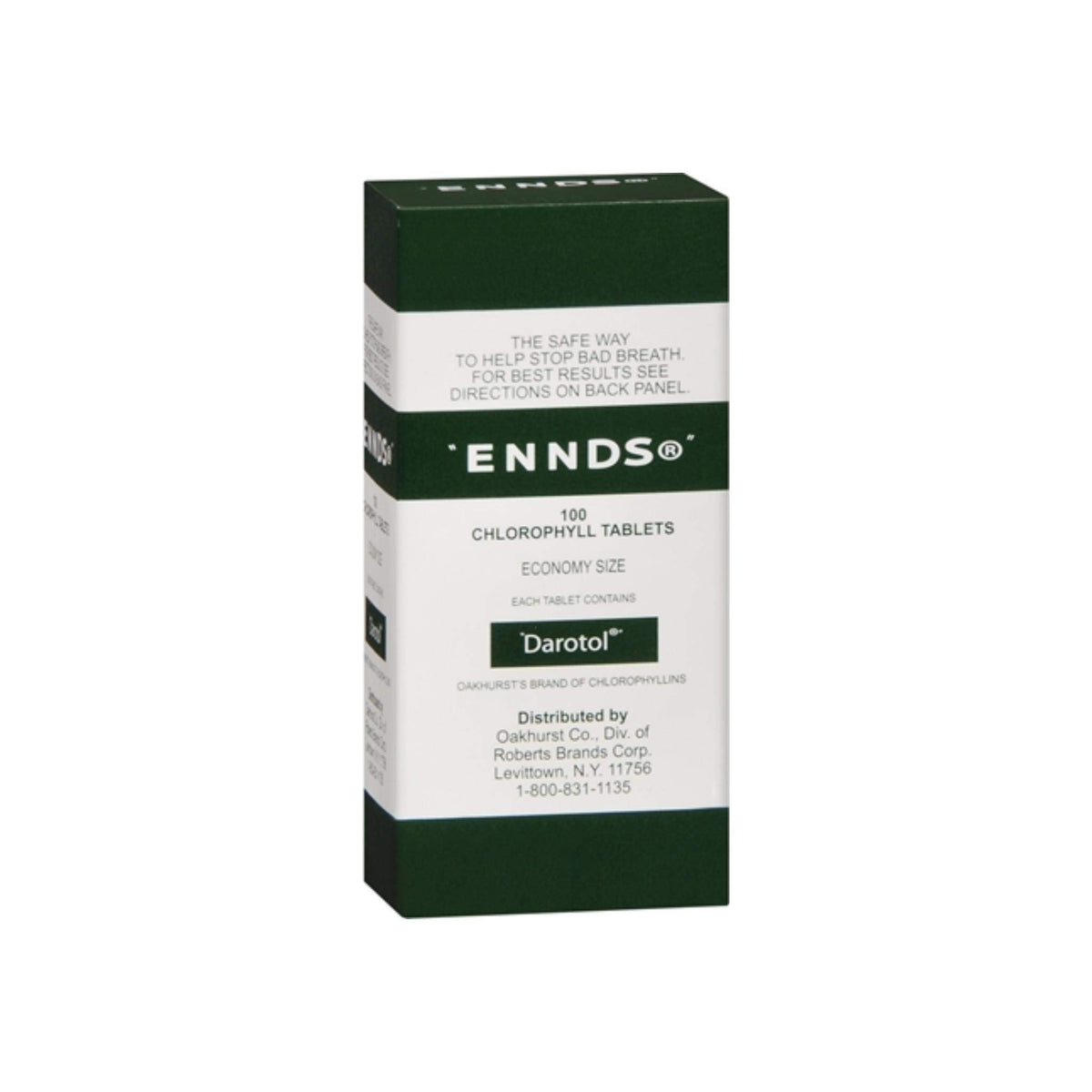 Ennds Tabs Bad Breath Remedy Chlorophyll Tablets bottle front view, 100 count