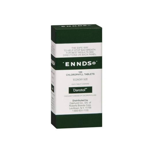 Ennds Tabs Bad Breath Remedy Chlorophyll Tablets bottle front view, 100 count