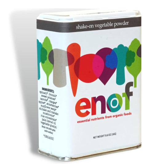 Bottle of ENOF Organic Fruit & Vegetable Powder with 60 servings