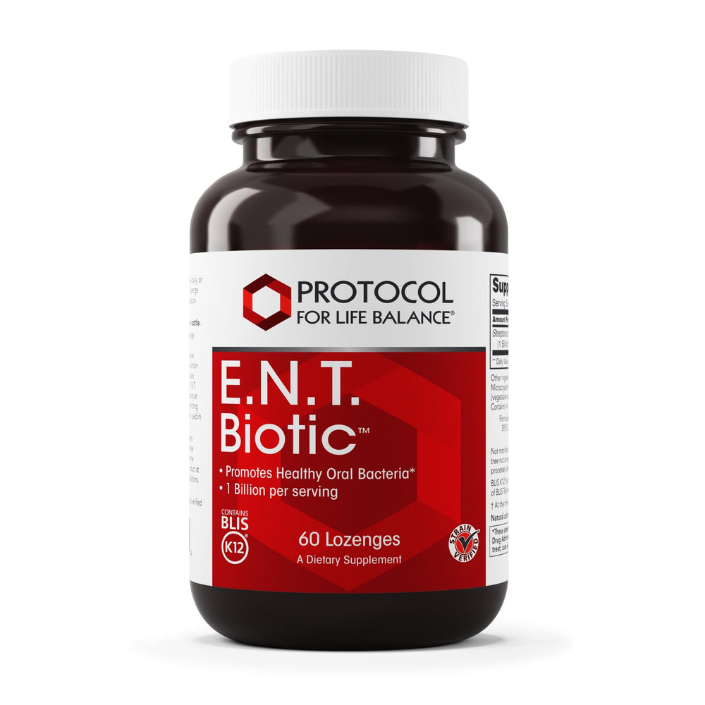 Front view of PROTOCOL FOR LIFE BALANCE E.N.T. Biotic lozenge package