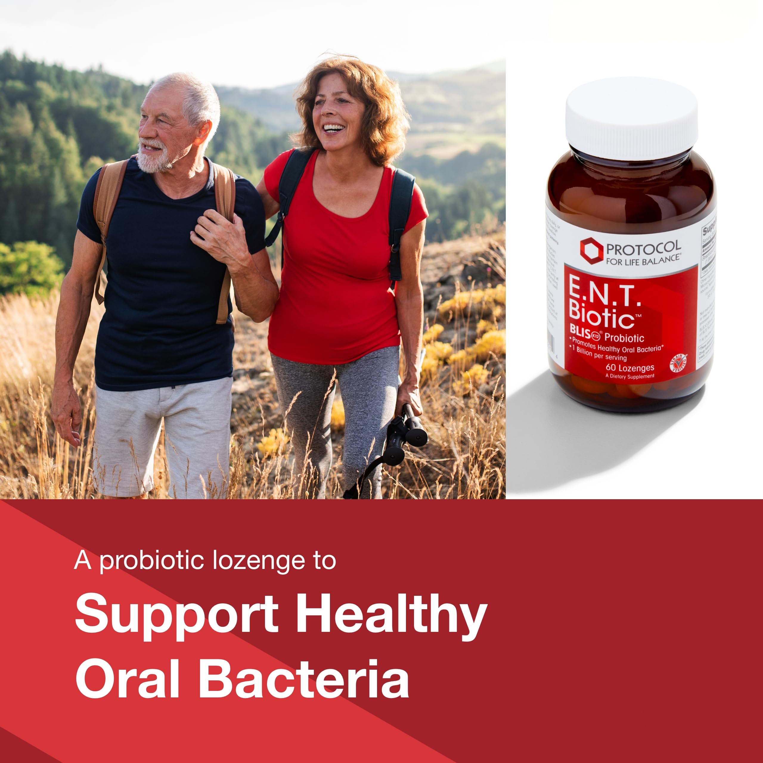 Bottle label showing E.N.T. Biotic lozenges and BLIS K12