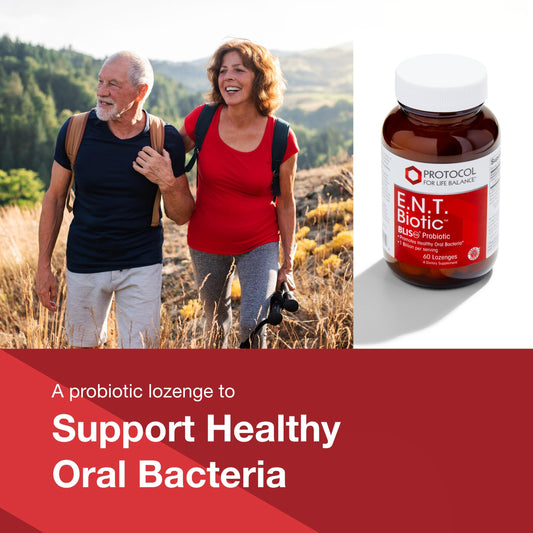 Bottle label showing E.N.T. Biotic lozenges and BLIS K12