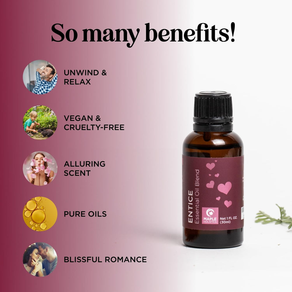 Palmarosa essential oil bottle for Entice blend
