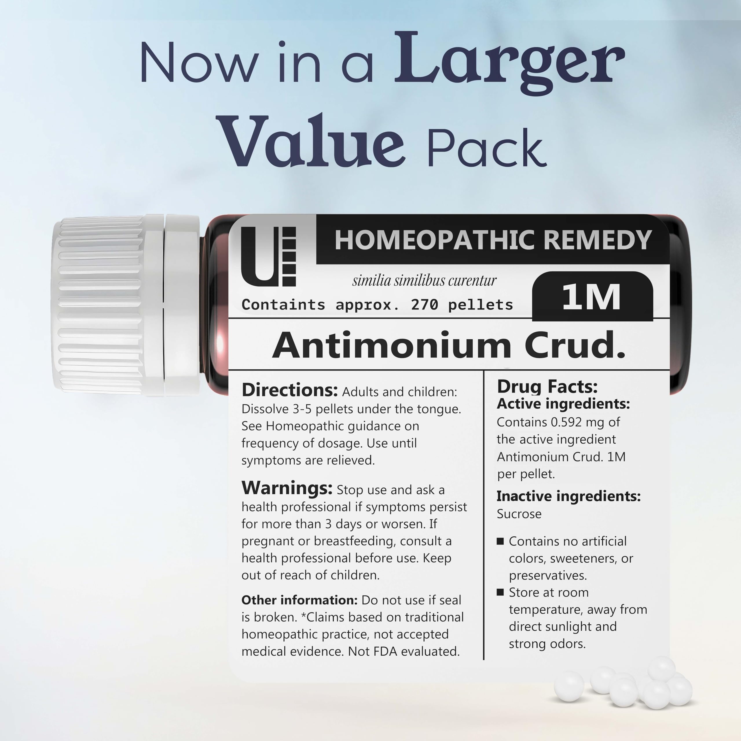 Environment-friendly bottle with 270 pellets (90 doses)