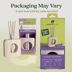 Enviroscent kit includes mango wood stand and Scent Stix refill