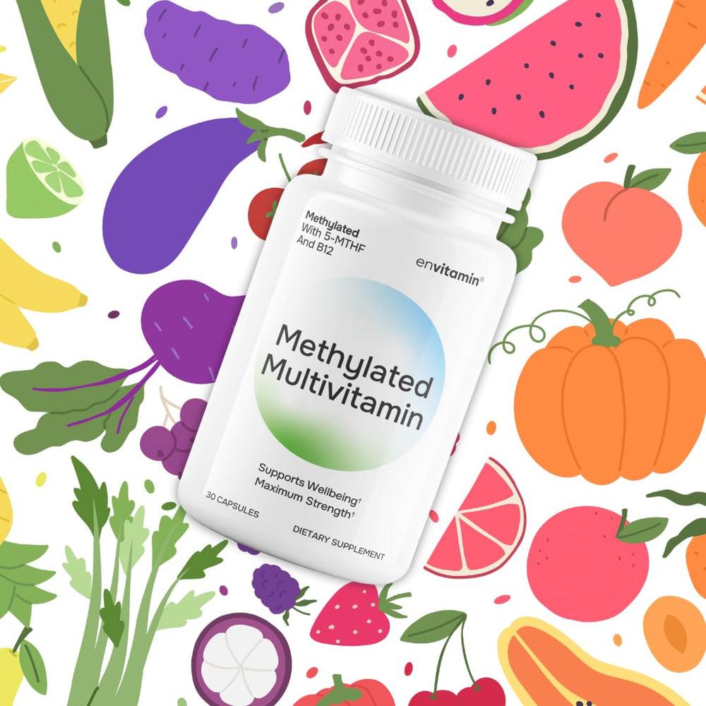 Envitamin Methylated Multivitamin capsules close-up for easy daily intake