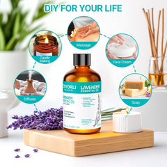 Bath setup featuring ENYORLI Lavender Oil