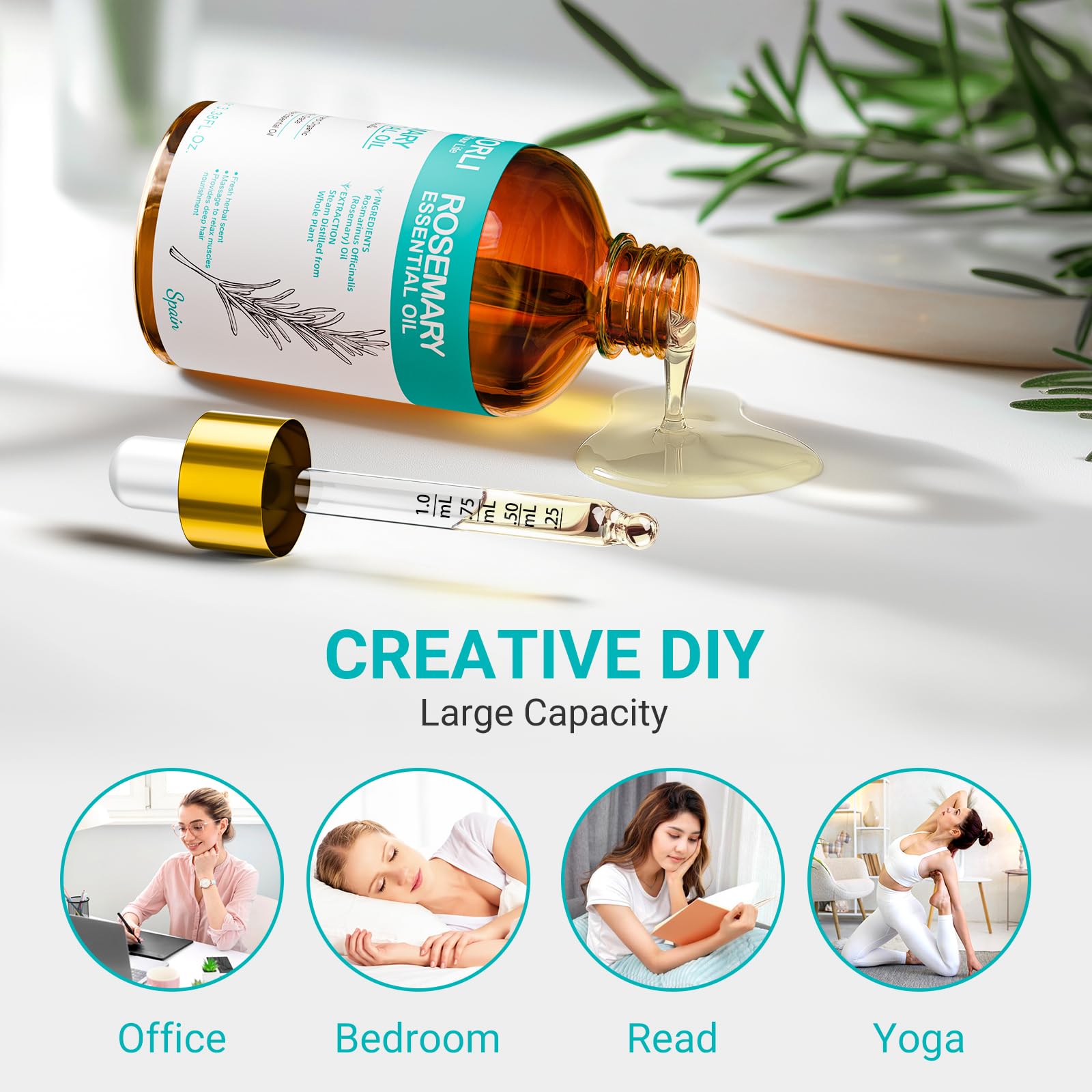 Storage and safety: cool dark place for rosemary oil