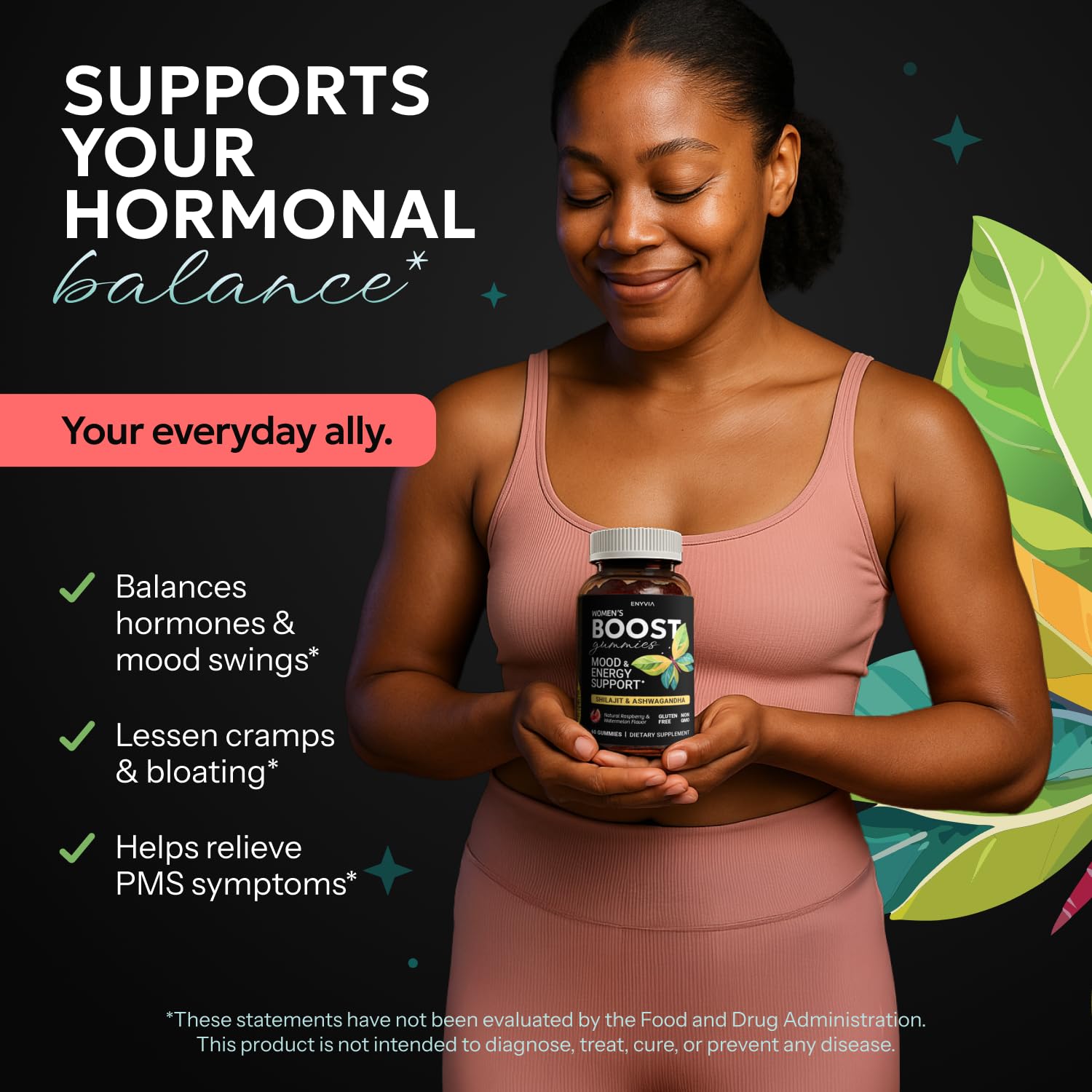 Couple enjoying a moment together with Enyvia gummies (stock image)