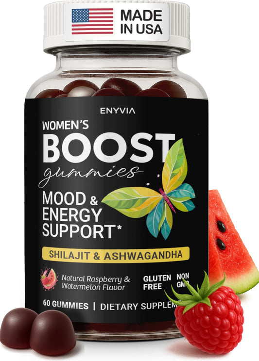 Bottle of Enyvia female libido gummies on a white background