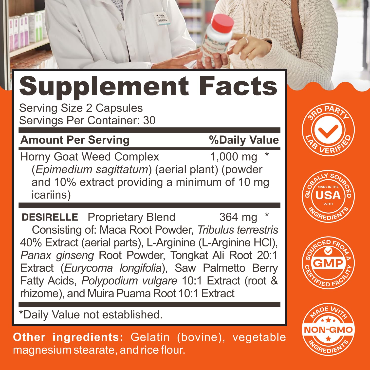 Capsules showing the Enyvia formula
