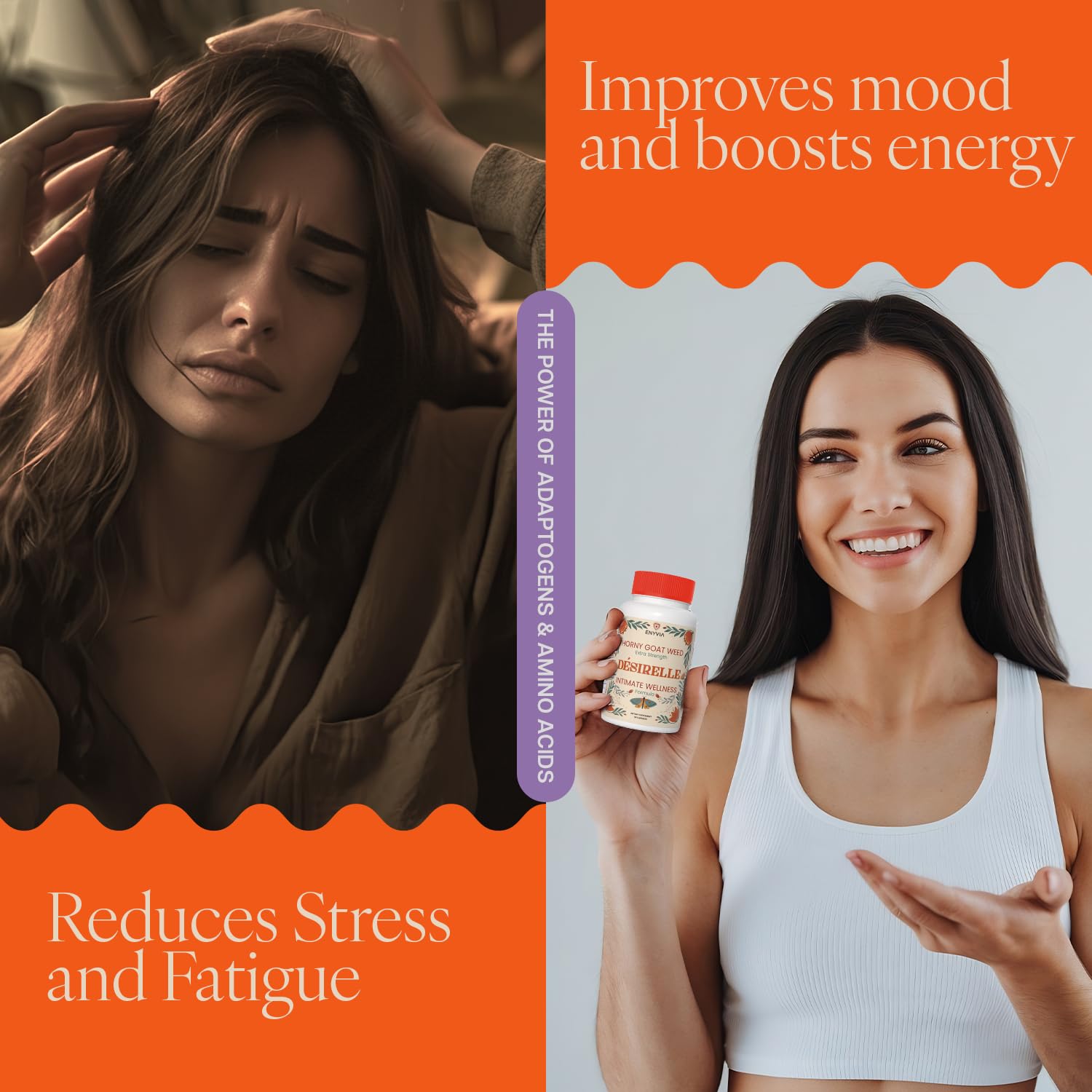 Key ingredients including horny goat weed, maca root, and Tribulus terrestris