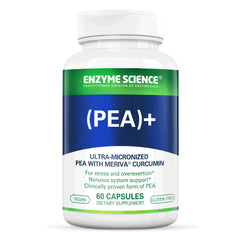 Enzyme Science PEA+ capsules in a bottle providing natural physiological support.