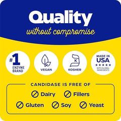 Enzymedica Candidase back panel with ingredients highlighting quality sourcing.