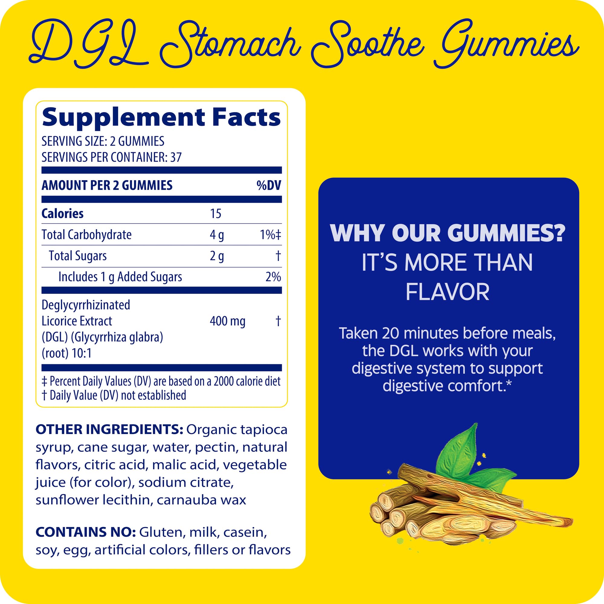 Nutrition label and packaging details on the DGL bottle