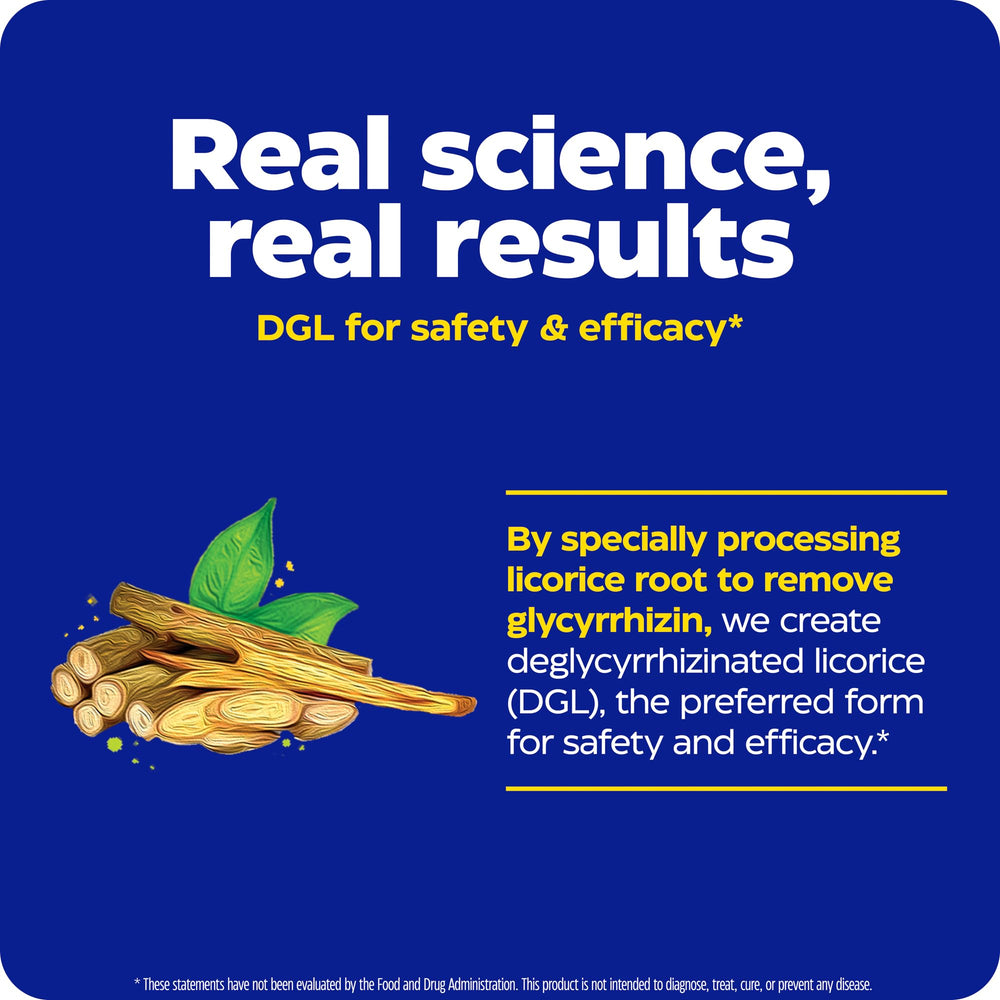 Healthy gut icon and DGL branding on packaging