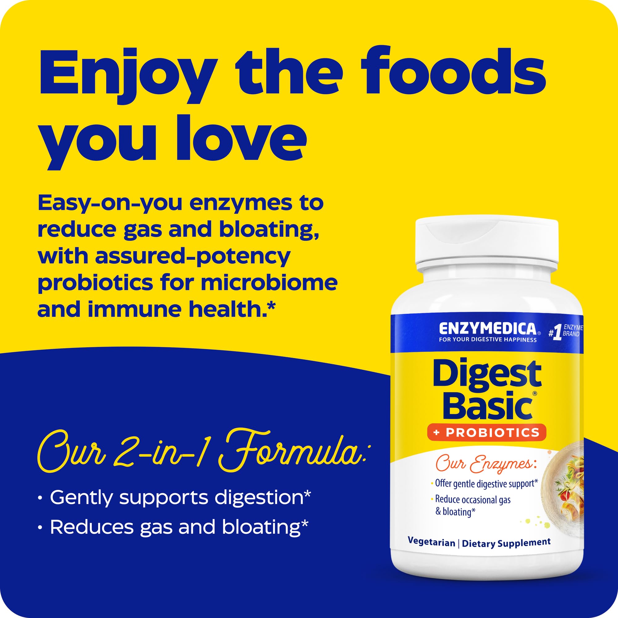 Digest Basic + Probiotics label detail showing 400 million CFU per capsule