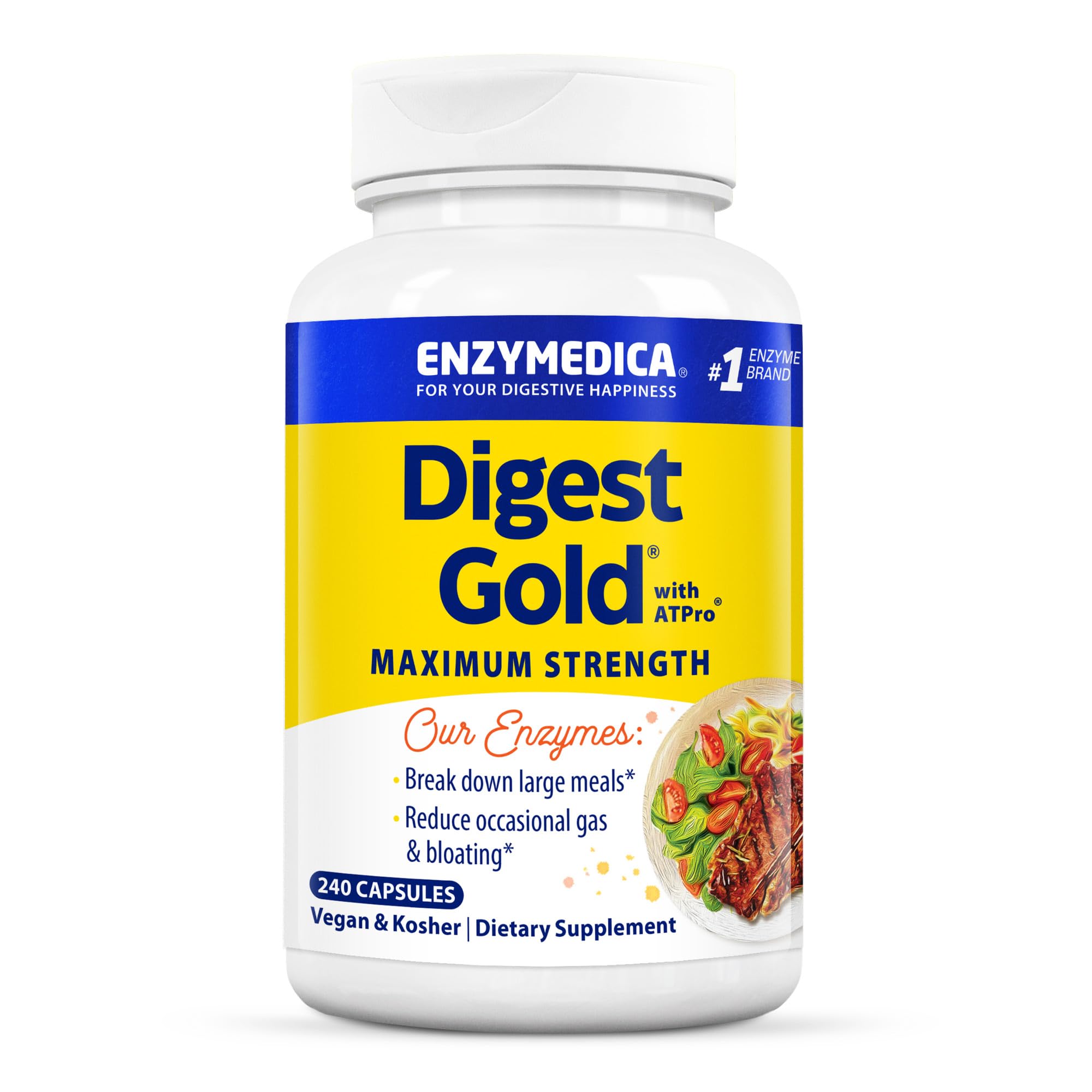 Enzymedica Digest Gold ATPro bottle ready for post-meal digestion support.