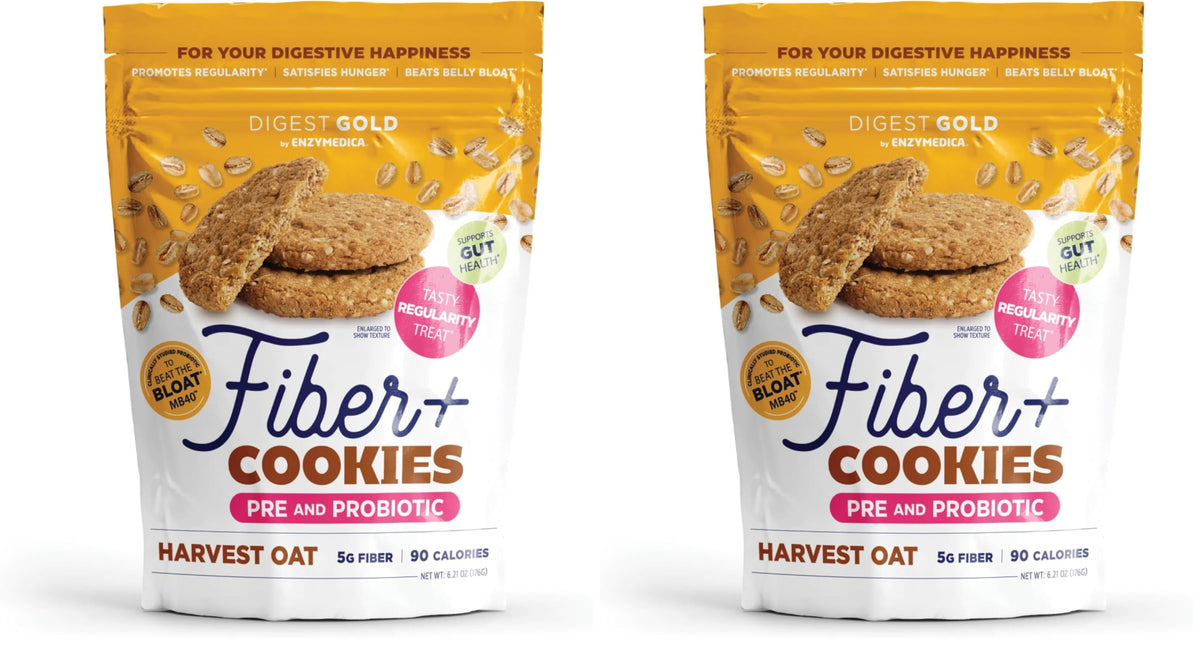 Front view of Enzymedica Digest Gold Fiber+ Cookies Harvest Oat Pack of 2