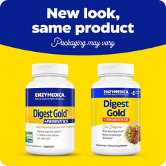 Close-up of Enzymedica Digest Gold Plus capsules for easy daily use.