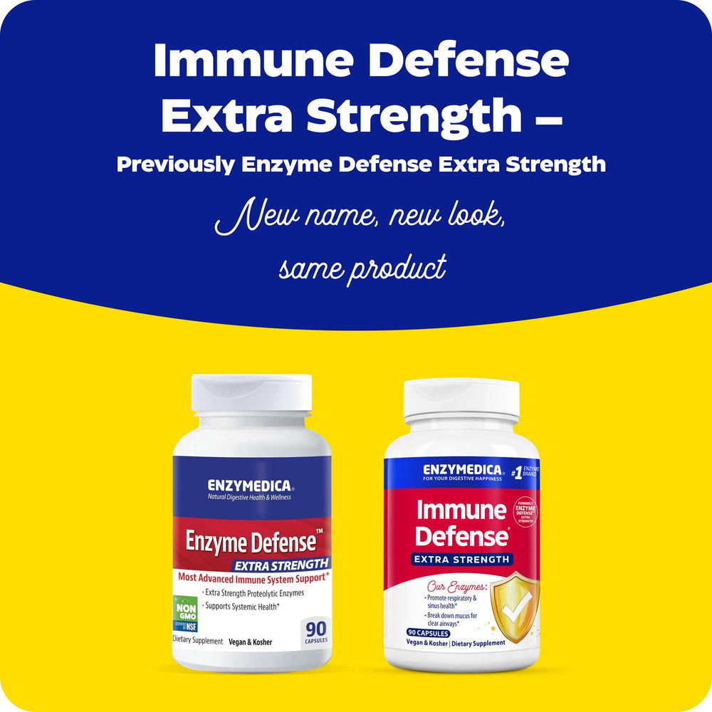 Enzymedica Immune Defense bottle back lists certifications and key attributes