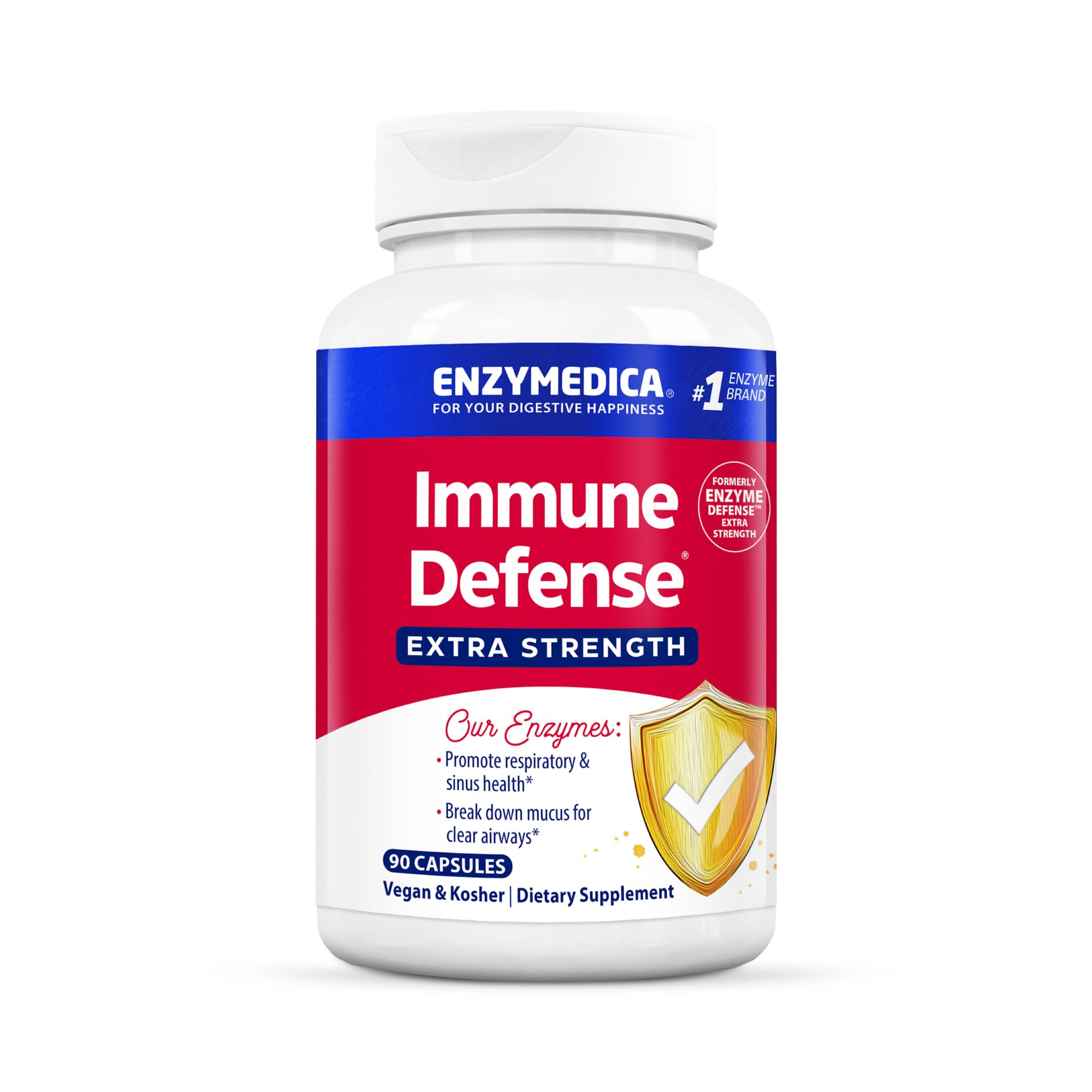 Enzymedica Immune Defense Extra Strength bottle label on white background