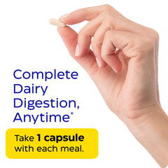 Dairy digestion concept image with lactase, protease, and lipase