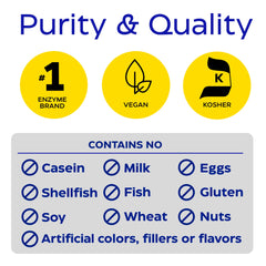 Vegan and clean label icons on Enzymedica Lacto bottle